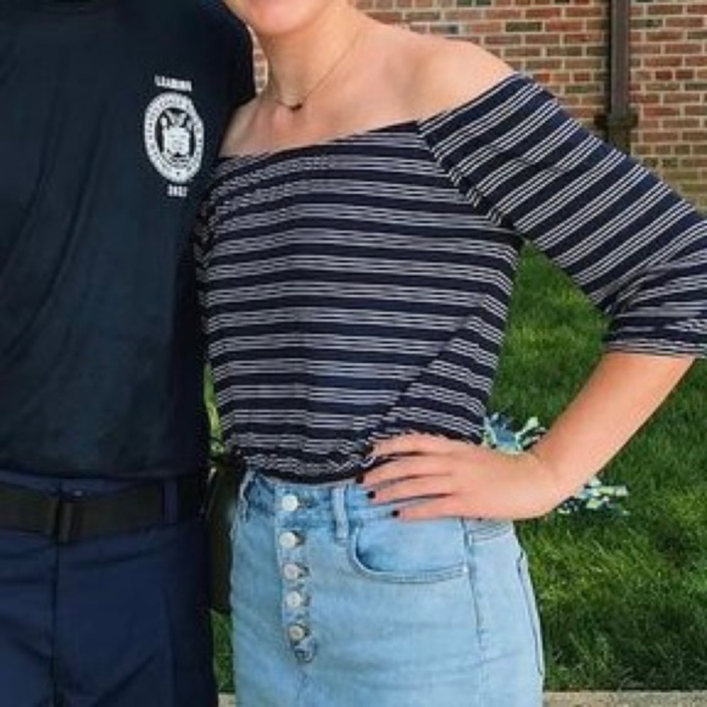 Striped off the shoulder top